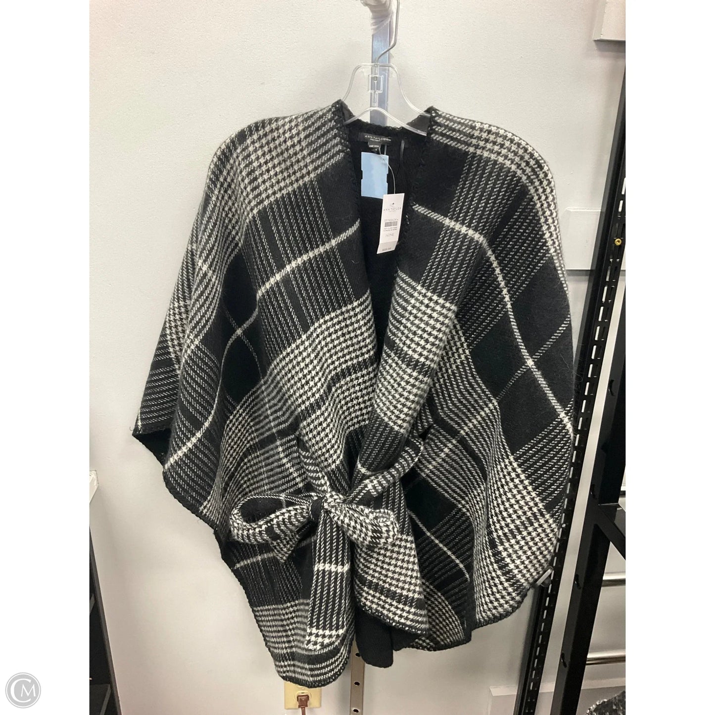 Poncho By Ann Taylor In Black & Grey, Size: Osfm