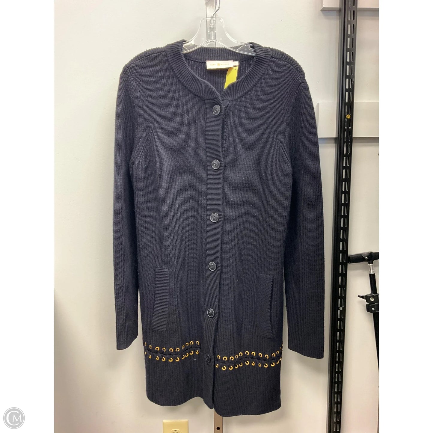 Sweater Cardigan Designer By Tory Burch In Navy, Size: S