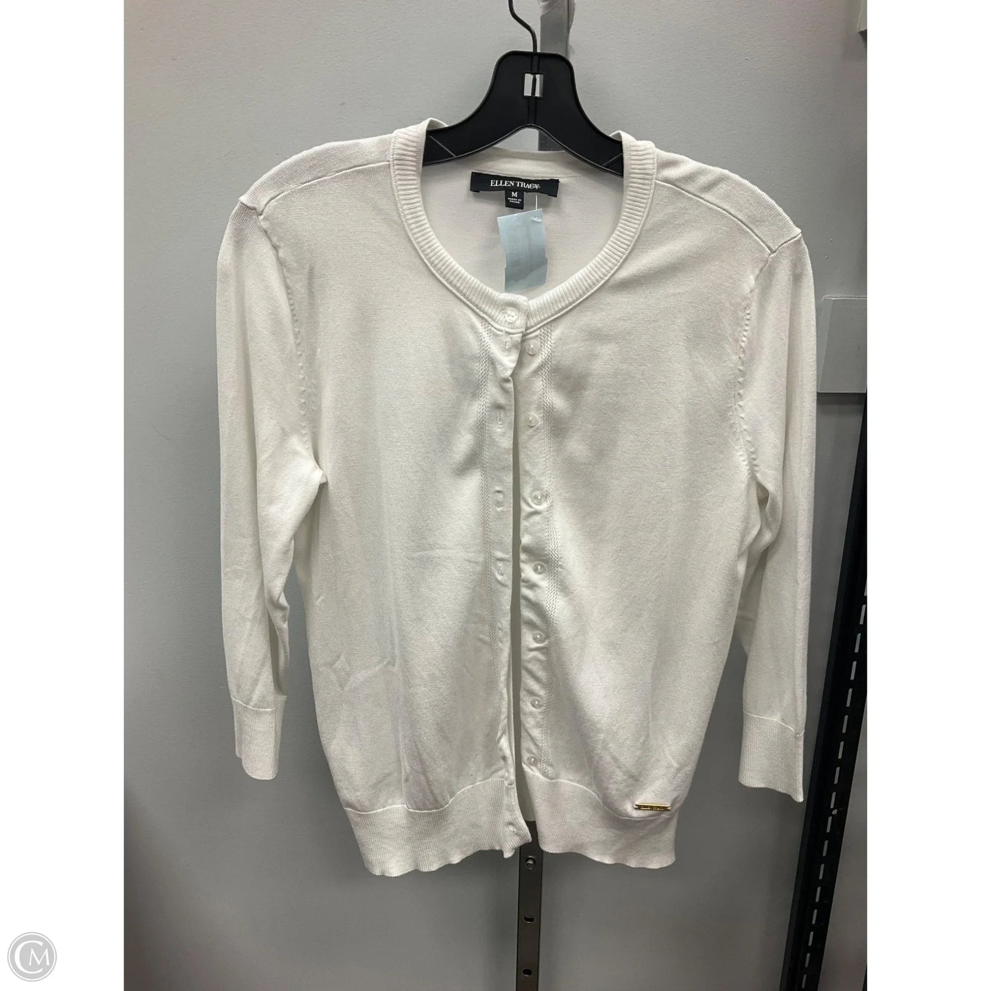 Sweater Cardigan By Ellen Tracy In White, Size: M