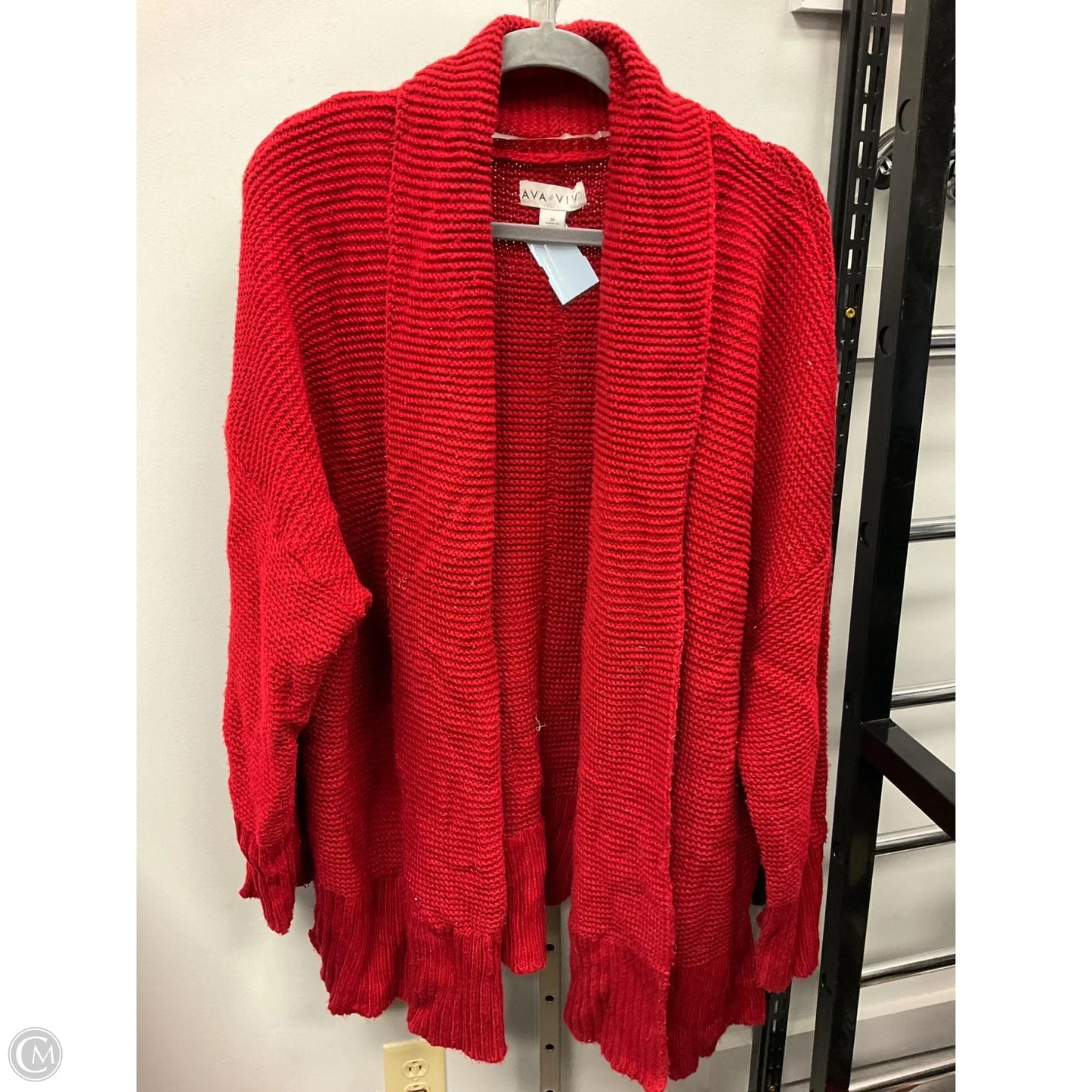 Sweater Cardigan By Ava & Viv In Red, Size: 3x