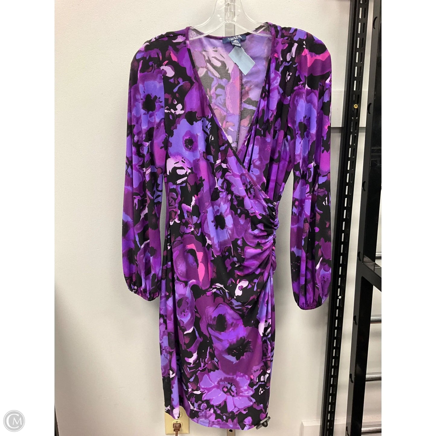 Dress Party Midi By Chaps In Black & Purple, Size: M