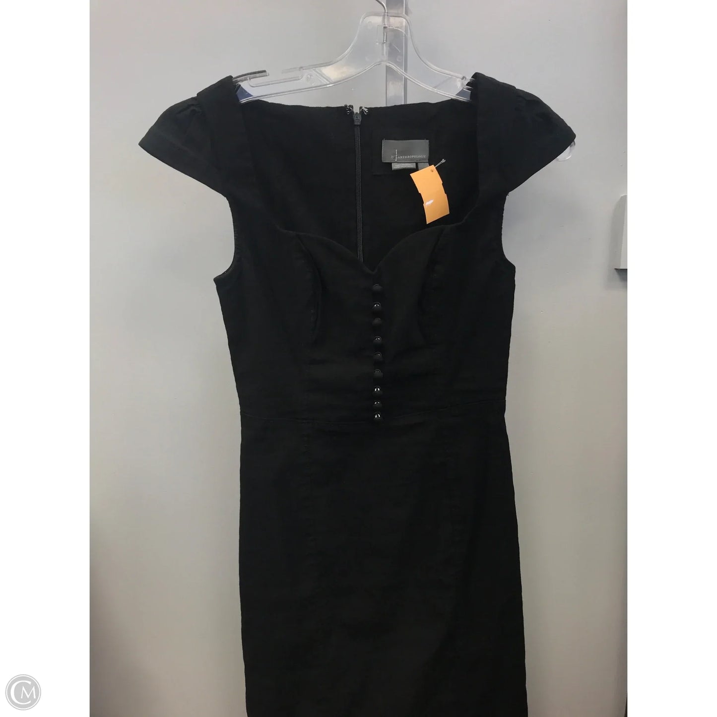 Dress Casual Midi By Anthropologie In Black, Size: Xxs