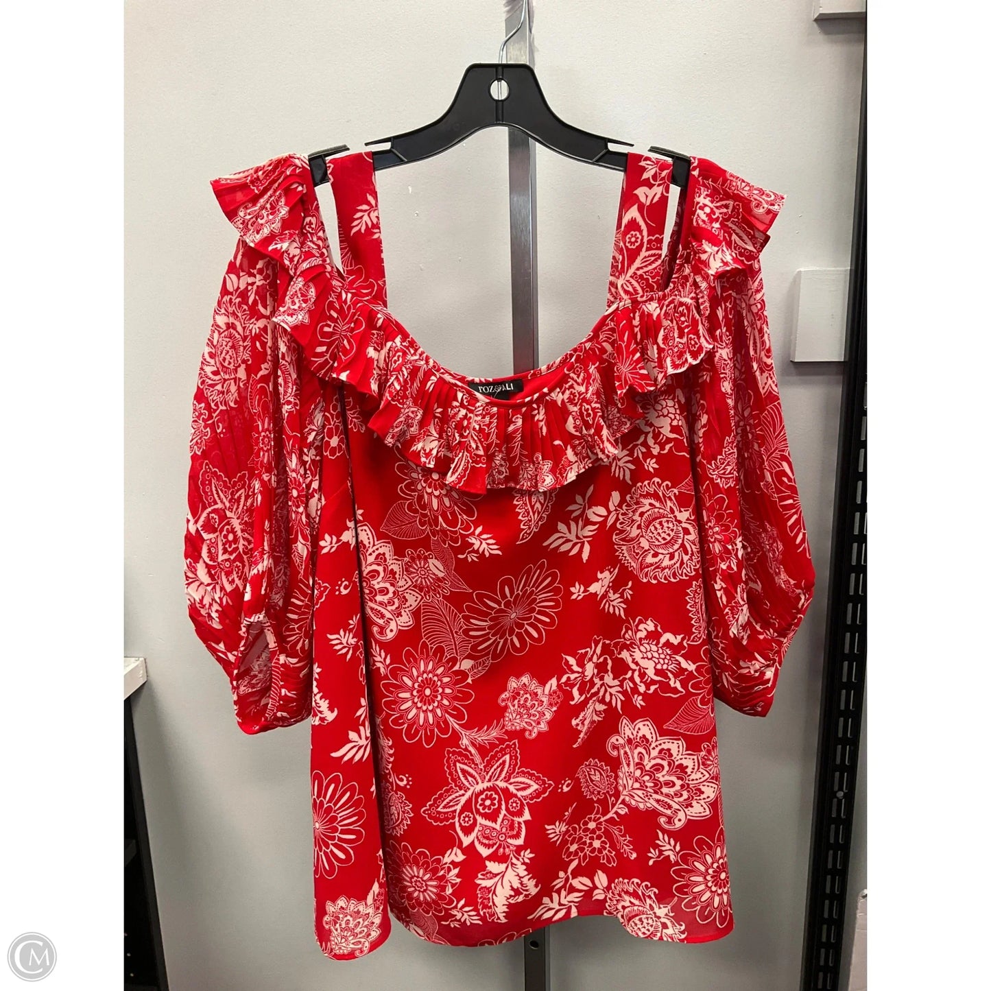 Top Short Sleeve By Roz And Ali In Red, Size: 2x