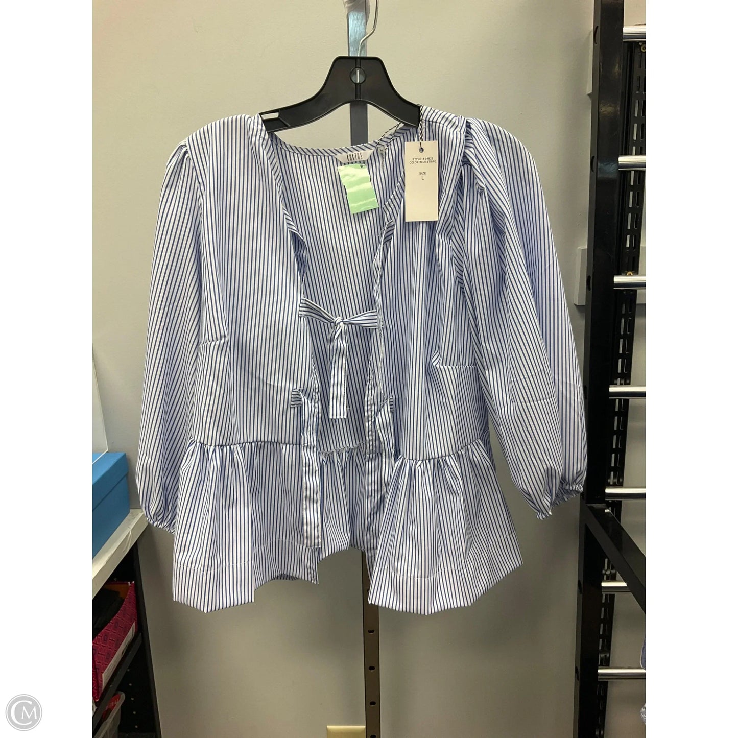 Top 3/4 Sleeve By Kaktus In Striped Pattern, Size: L