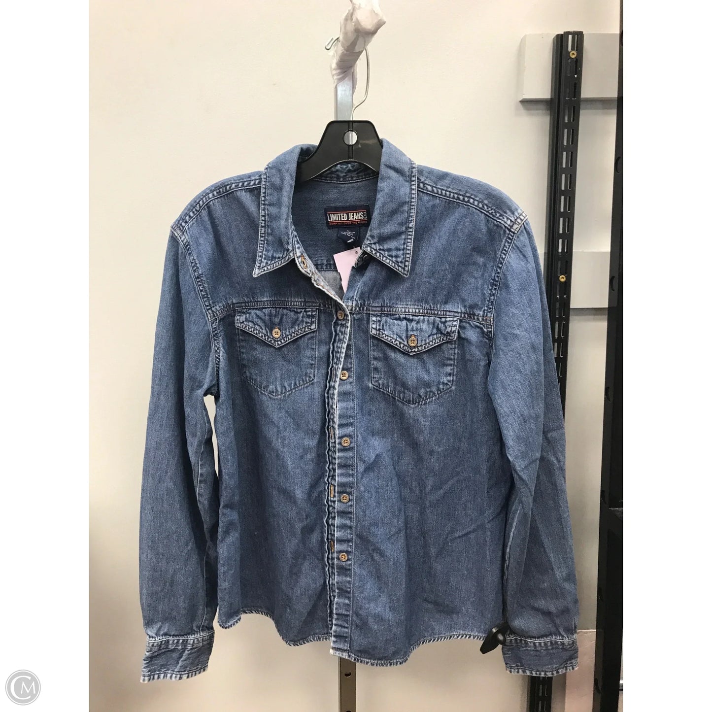 Top Long Sleeve By Cmc In Blue Denim, Size: L