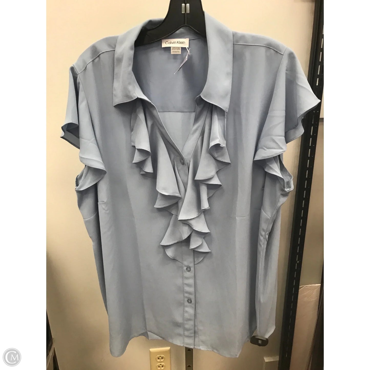 Top Short Sleeve By Calvin Klein In Blue, Size: 1x