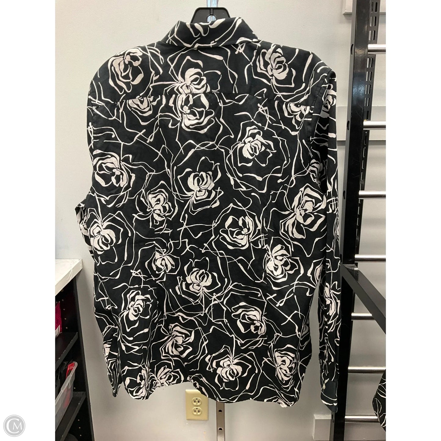 Top Long Sleeve By Lauren By Ralph Lauren In Black & White, Size: Xl