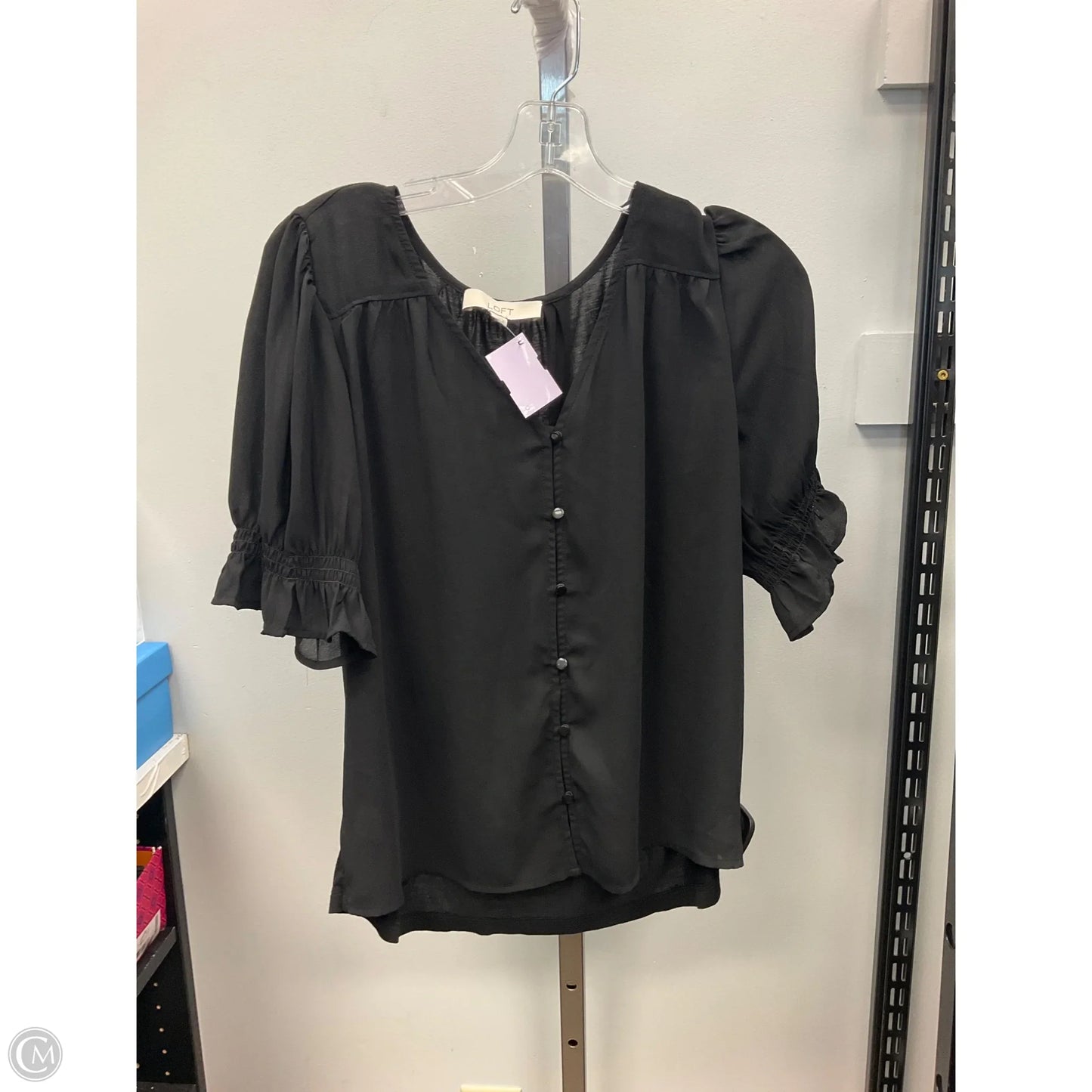 Top Short Sleeve By Loft In Black, Size: Xs