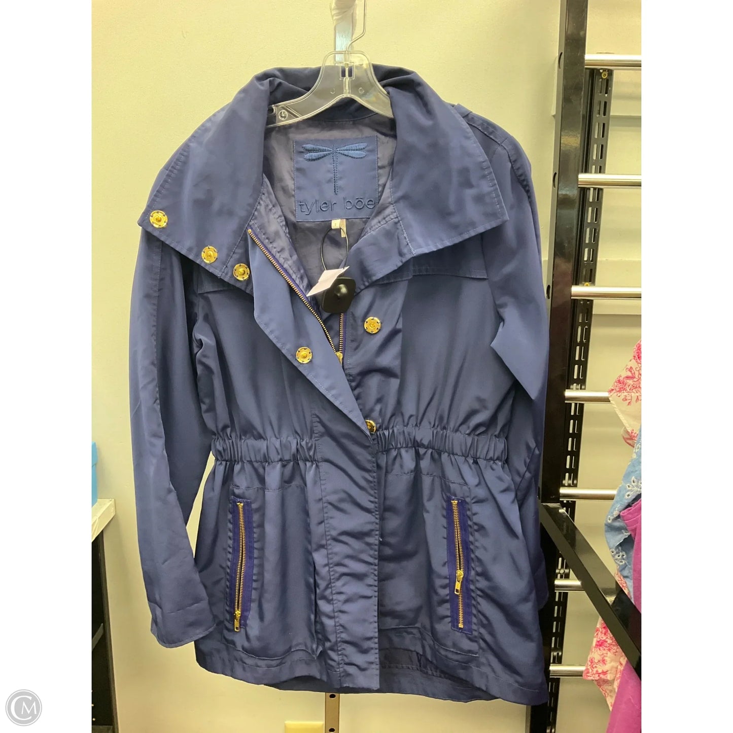 Coat Raincoat By Tyler Boe In Blue, Size: S