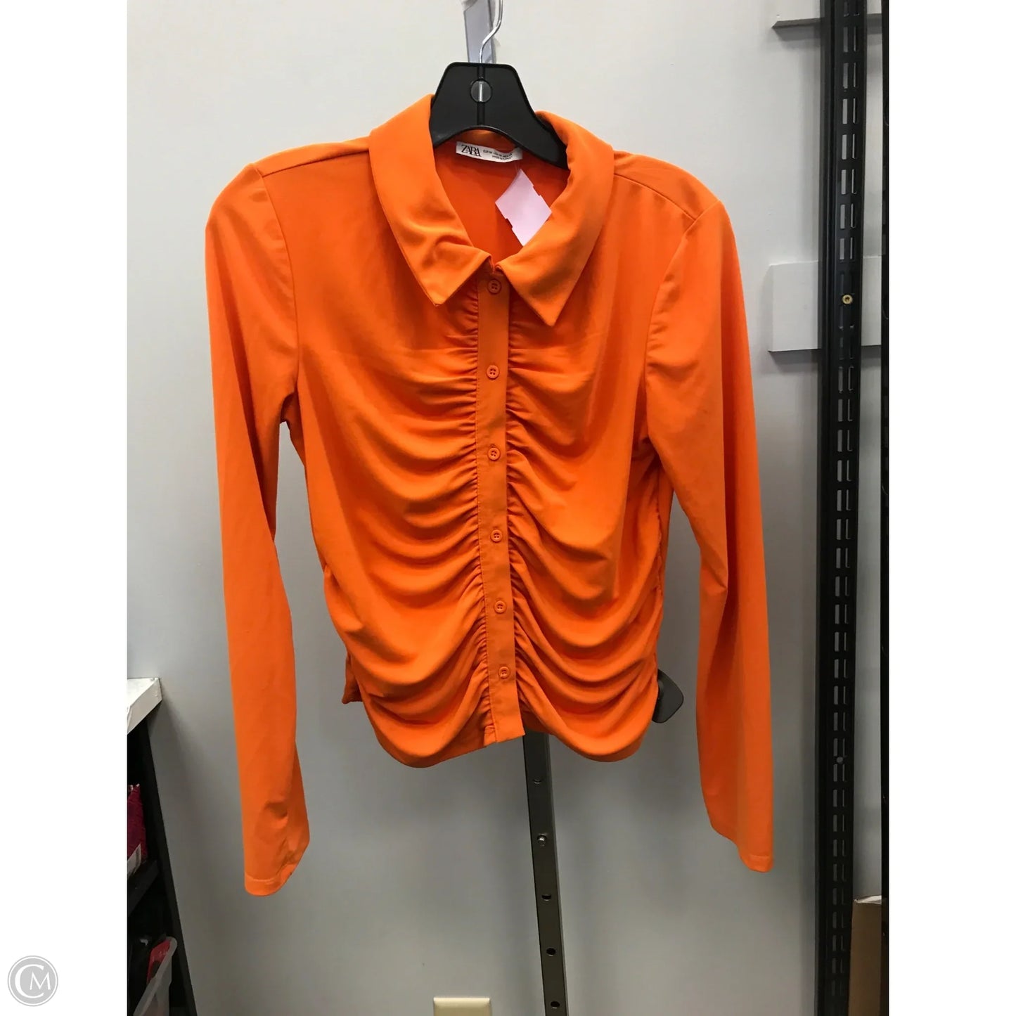 Top Long Sleeve By Zara In Orange, Size: M