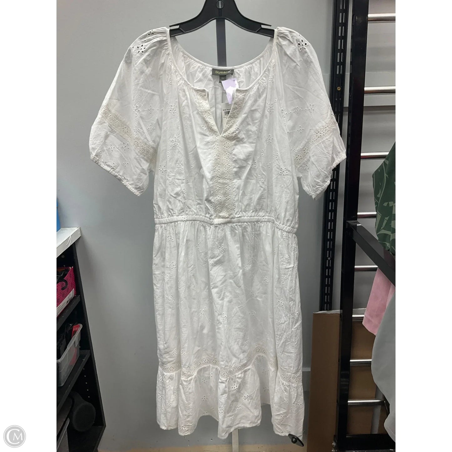 Dress Casual Midi By Style And Company In White, Size: Xlp