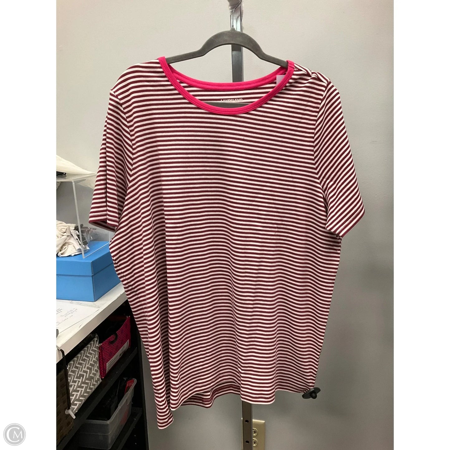 Top Sleeveless Basic By Lands End In Striped Pattern, Size: 3x