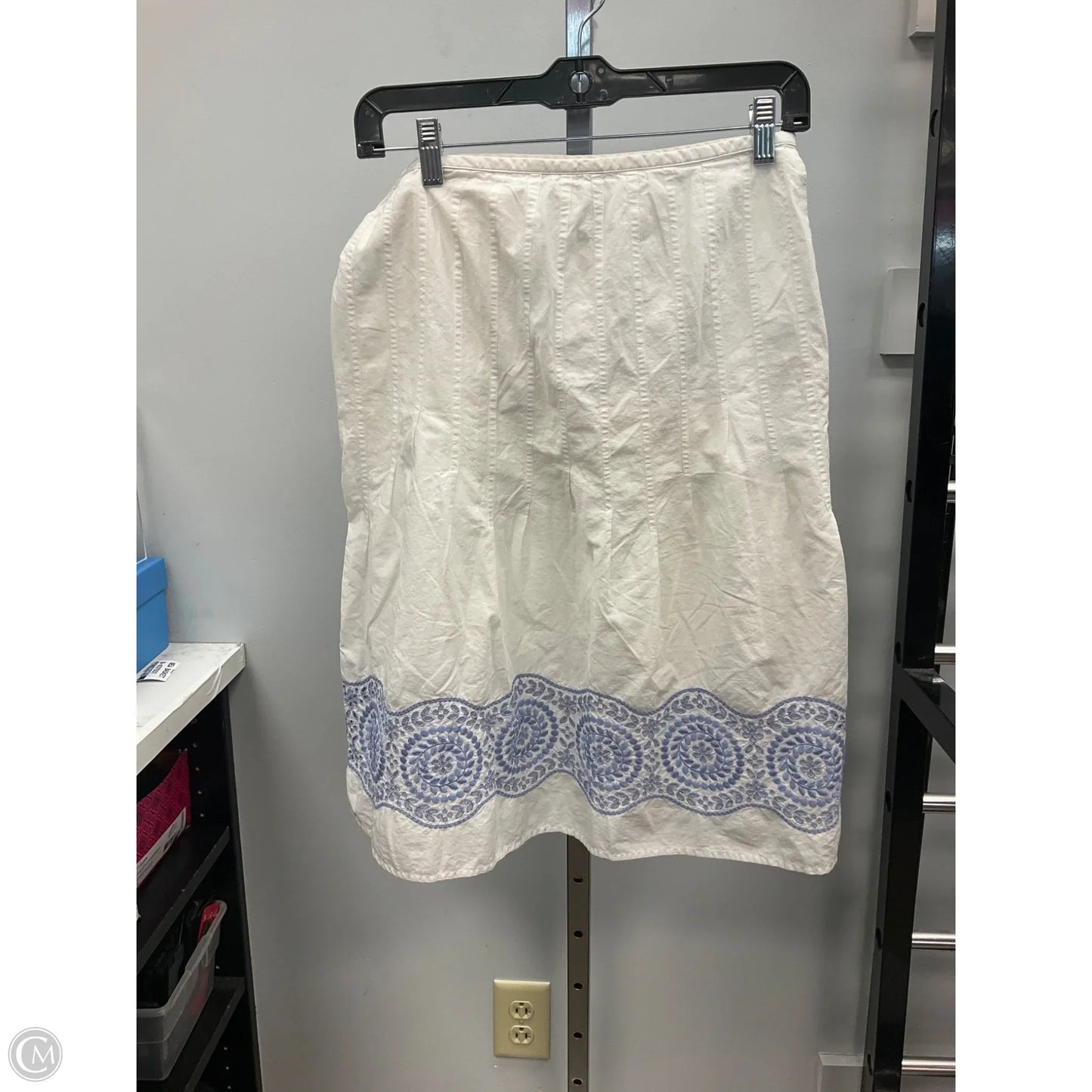 Skirt Midi By Loft In Blue & White, Size: 2