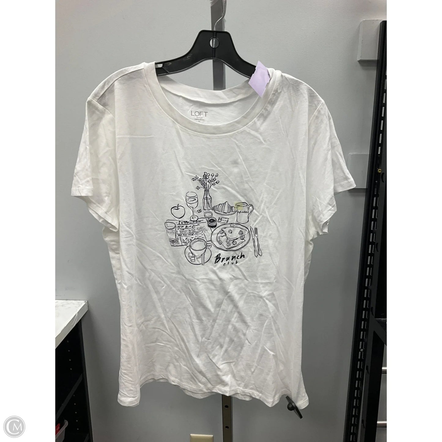 Top Short Sleeve Basic By Loft In White, Size: Xl