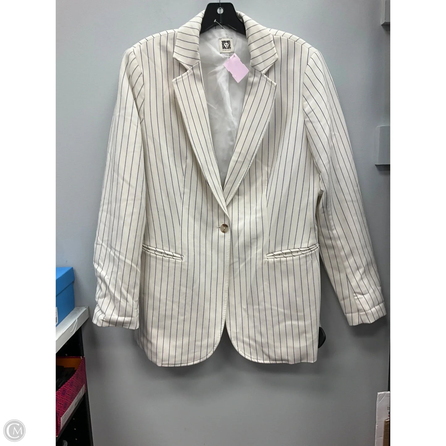 Blazer By Anne Klein In Striped Pattern, Size: L