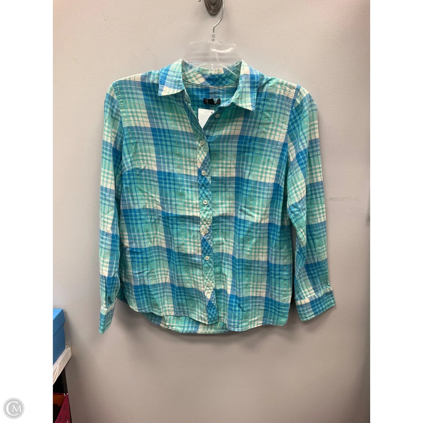 Top Long Sleeve By Talbots In Plaid Pattern, Size: Sp
