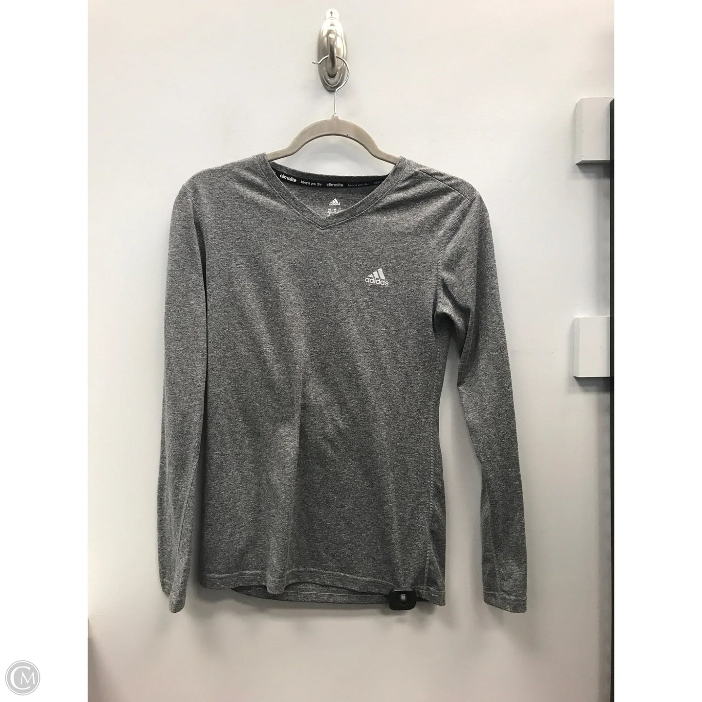 Athletic Top Long Sleeve Crewneck By Adidas In Grey, Size: Xs