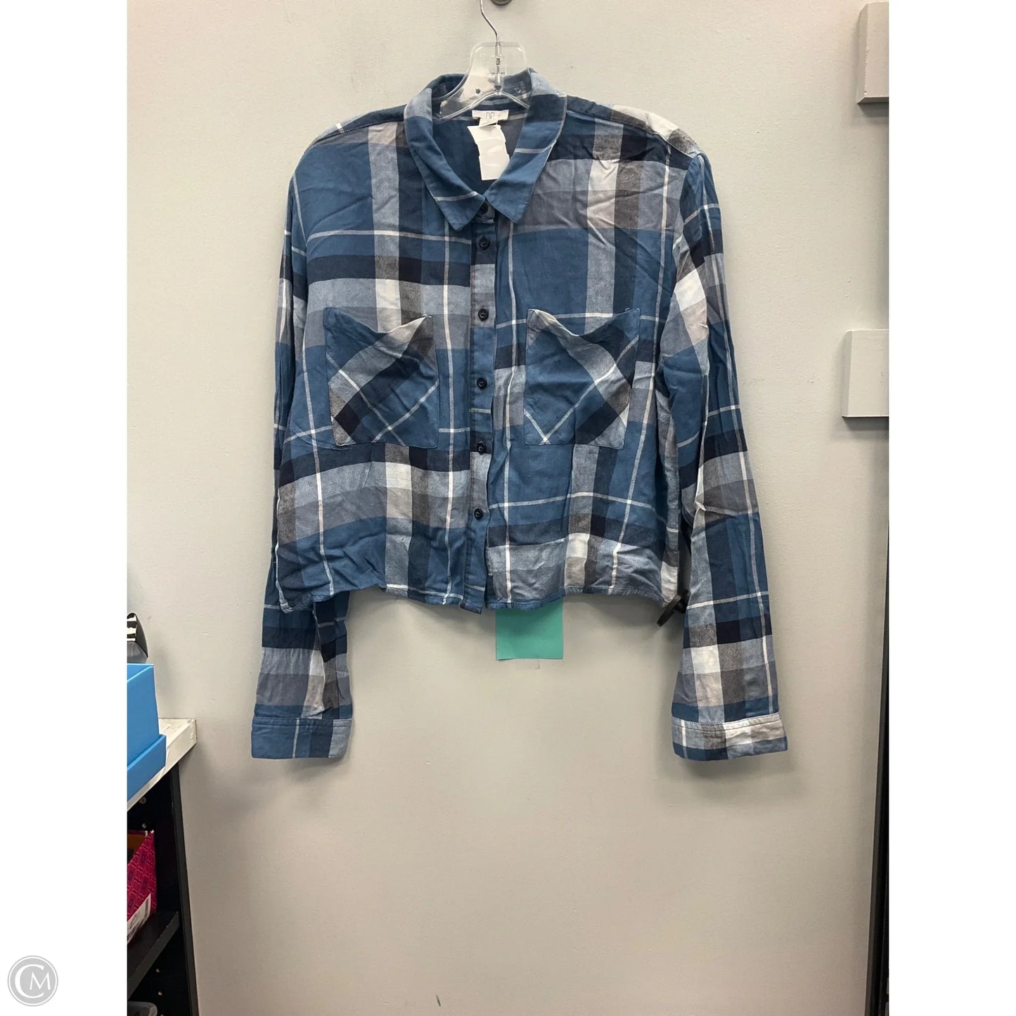 Top Long Sleeve By Bp In Plaid Pattern, Size: Xl
