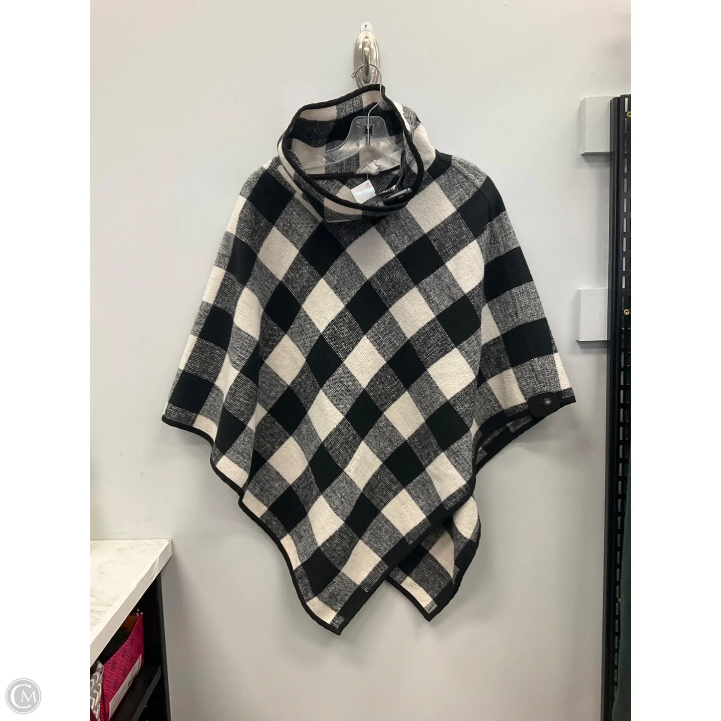 Poncho By Chicos In Checkered Pattern, Size: Osfm