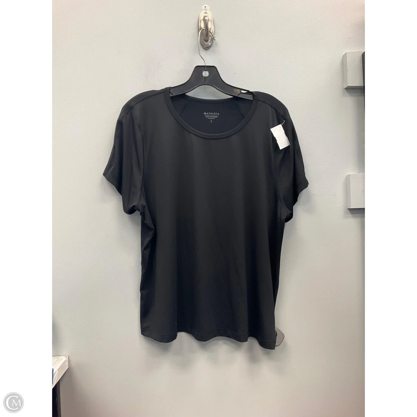 Athletic Top Short Sleeve By Athleta In Black, Size: L