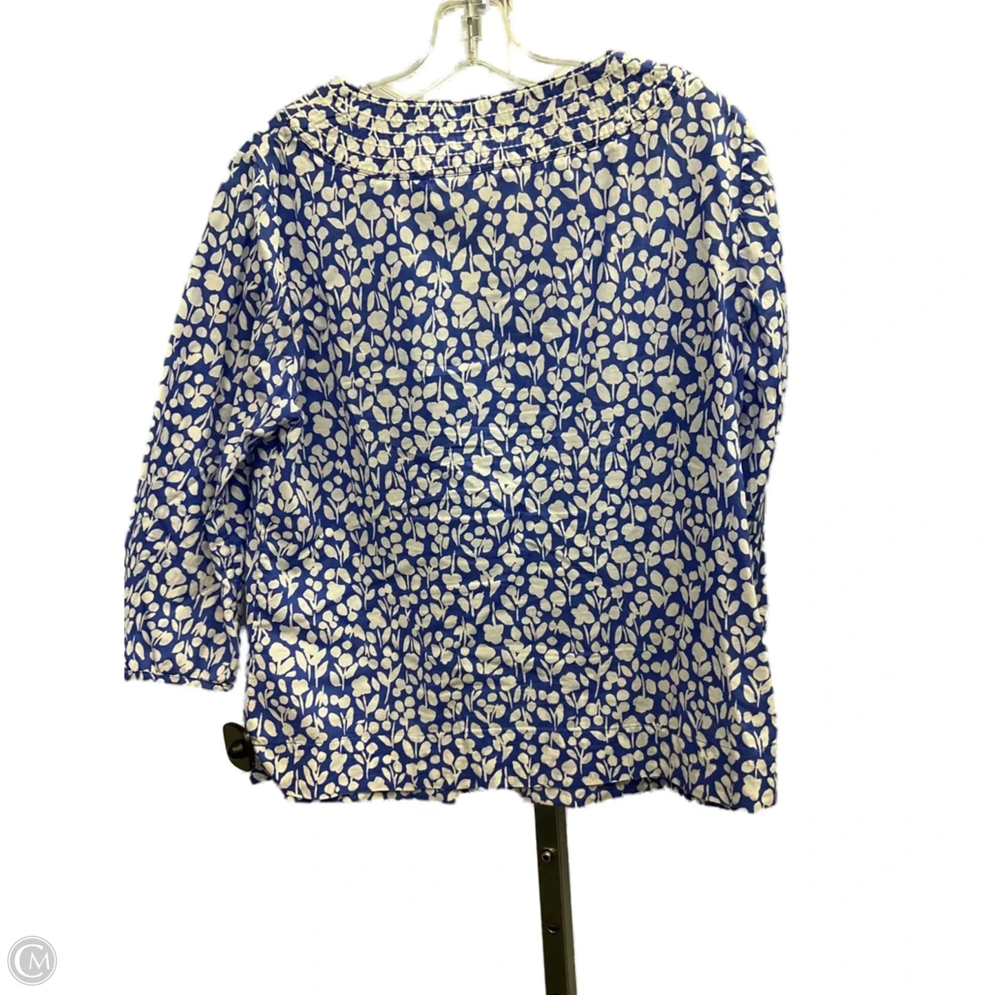 Top 3/4 Sleeve By Boden In Blue & White, Size: 10