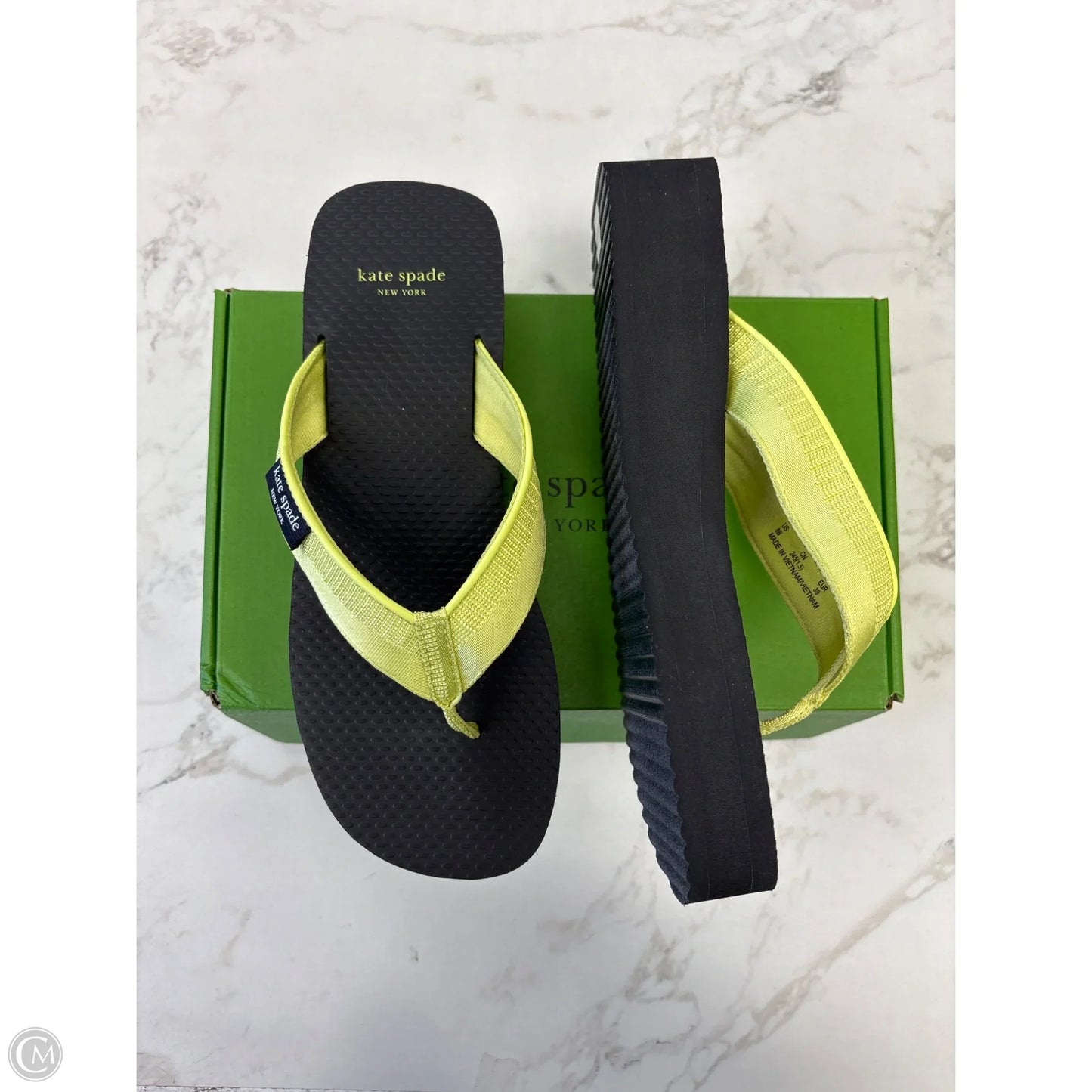 Sandals Designer By Kate Spade In Black & Green, Size: 8