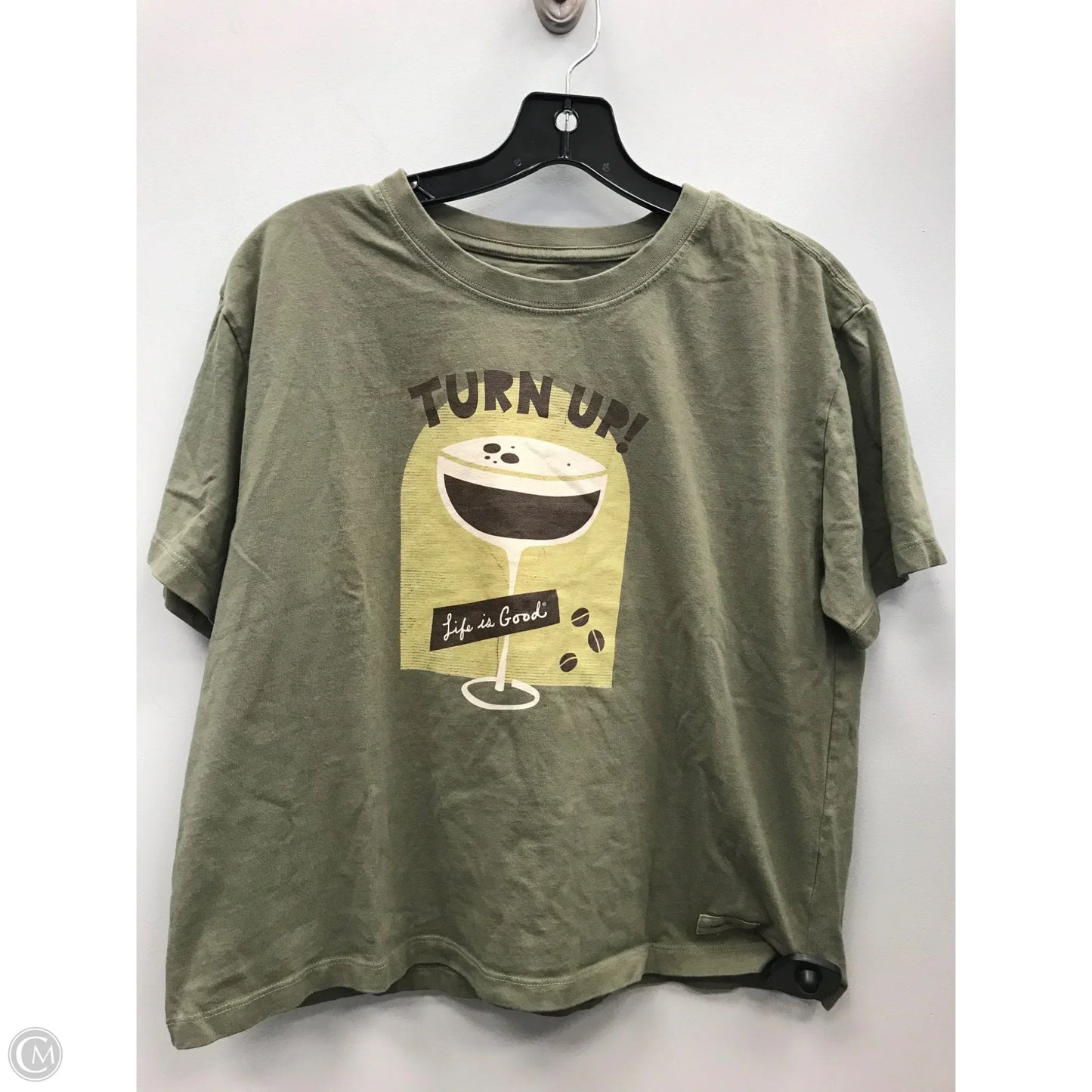Top Short Sleeve By Life Is Good In Green, Size: M