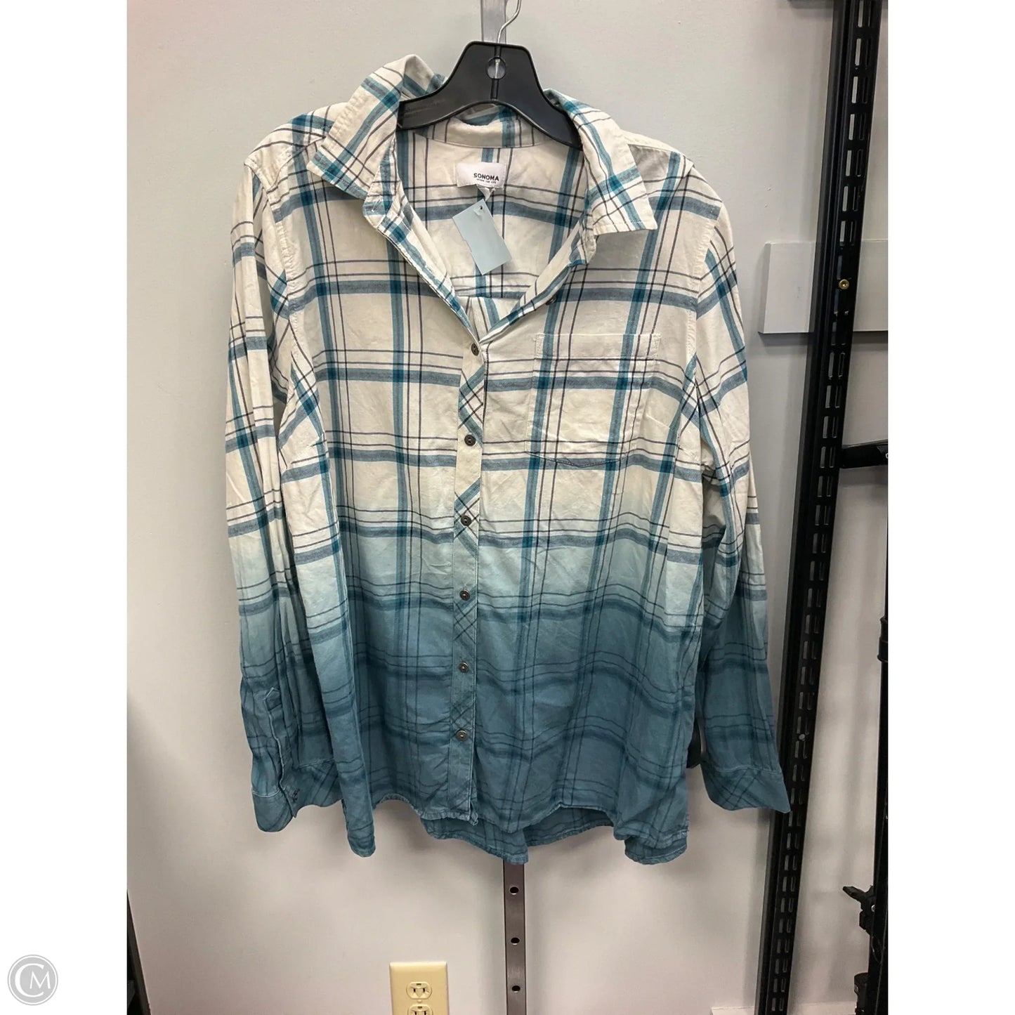 Top Long Sleeve By Sonoma In Plaid Pattern, Size: 1x