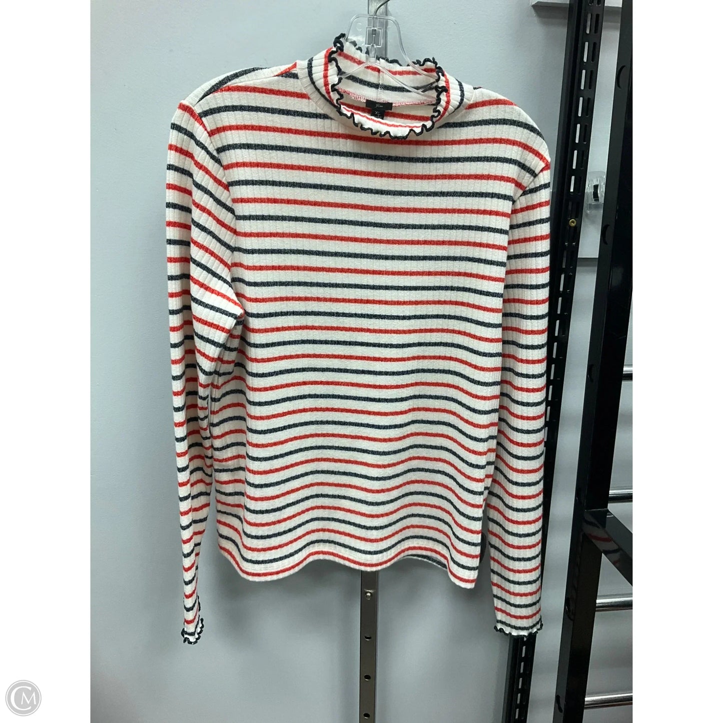 Top Long Sleeve Basic By J. Crew In Red & White, Size: Xl