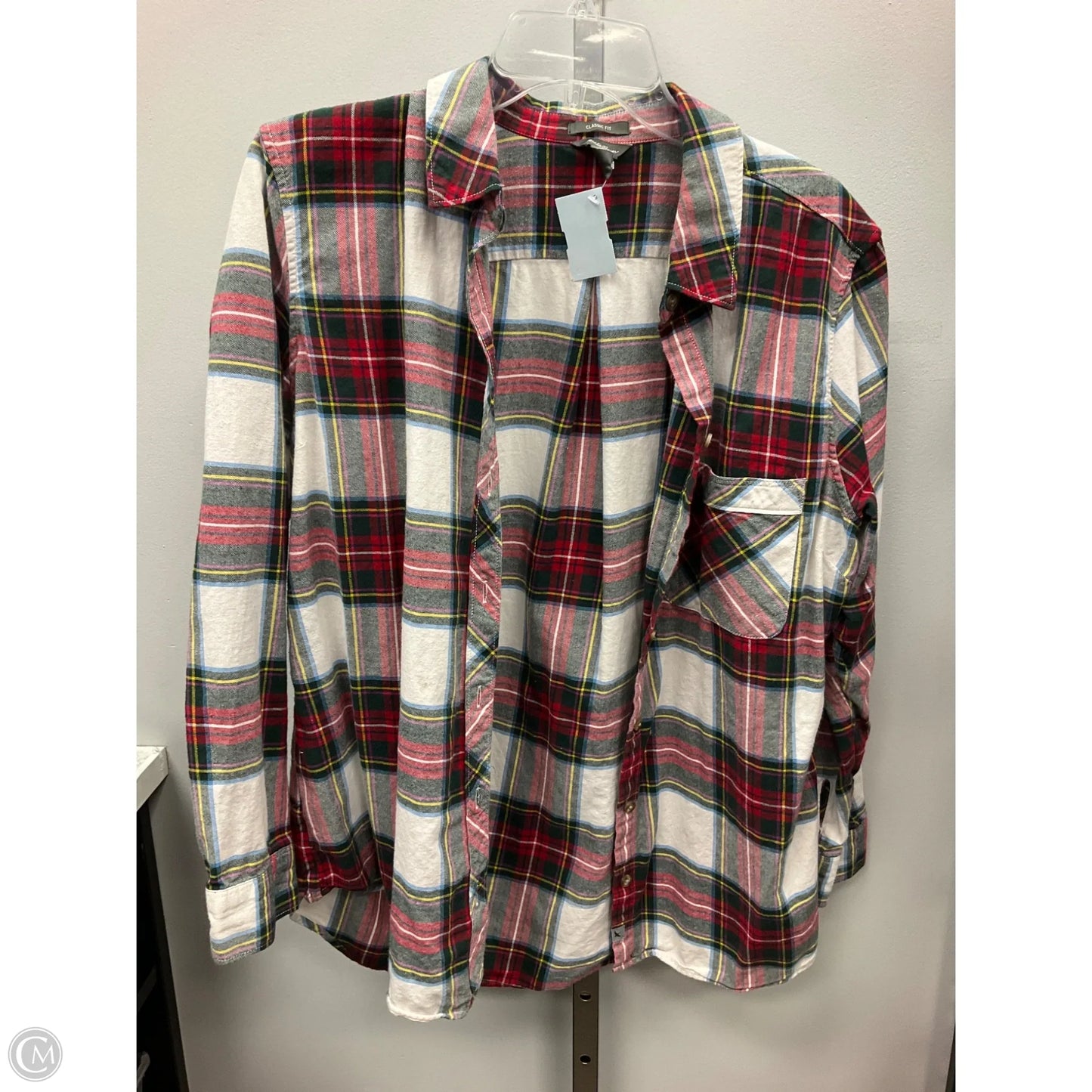 Top Long Sleeve By Eddie Bauer In Plaid Pattern, Size: L