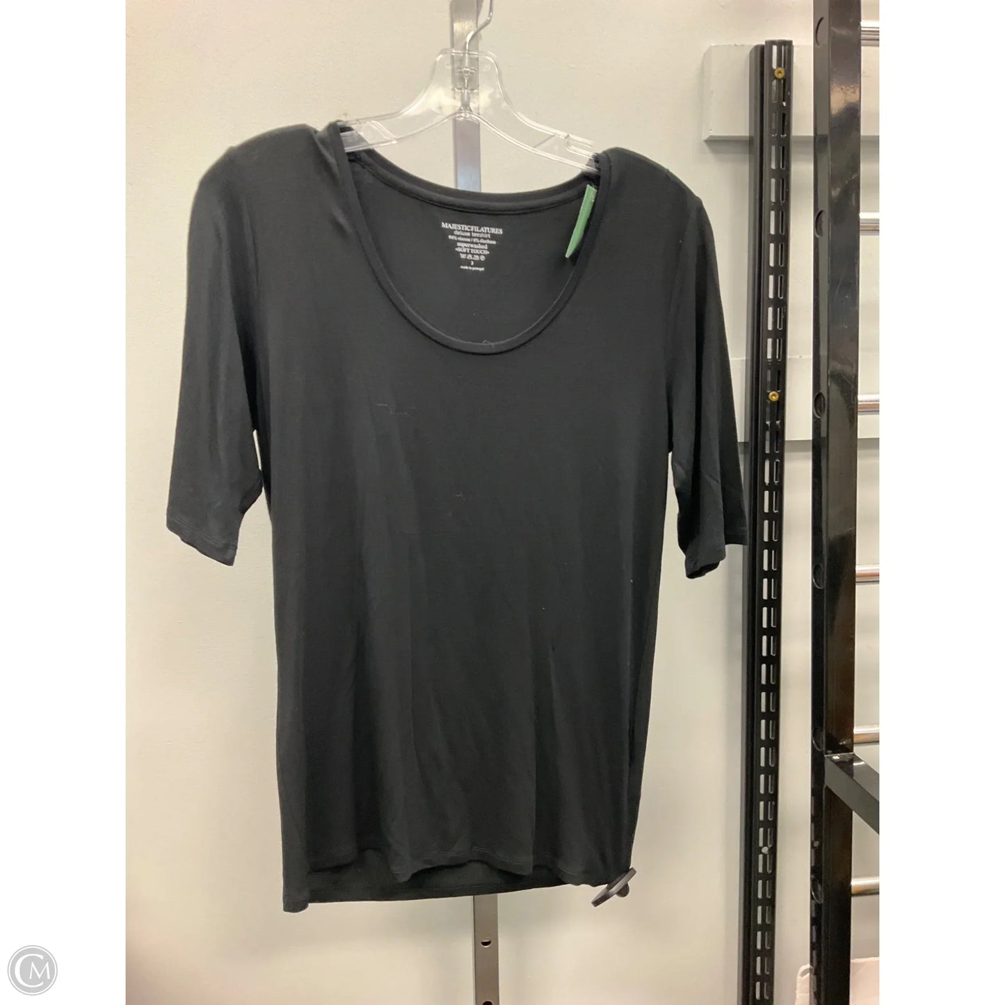Top Short Sleeve By Majestic Filatures In Black, Size: M