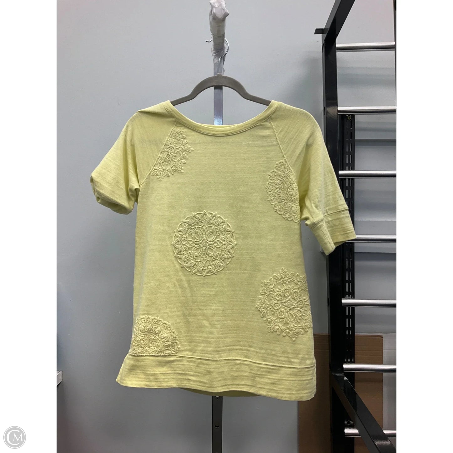Top Short Sleeve By Loft In Yellow, Size: S