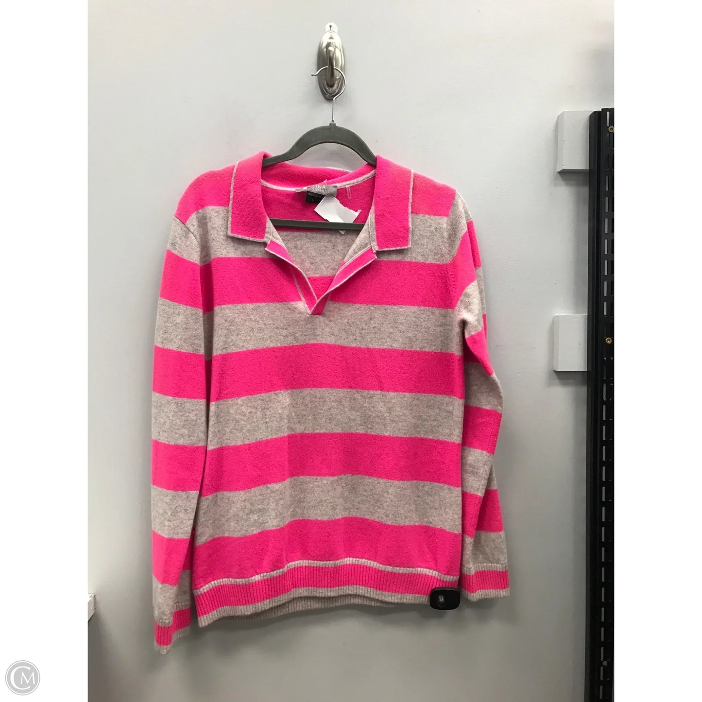 Sweater Cashmere By Cmb In Grey & Pink, Size: L