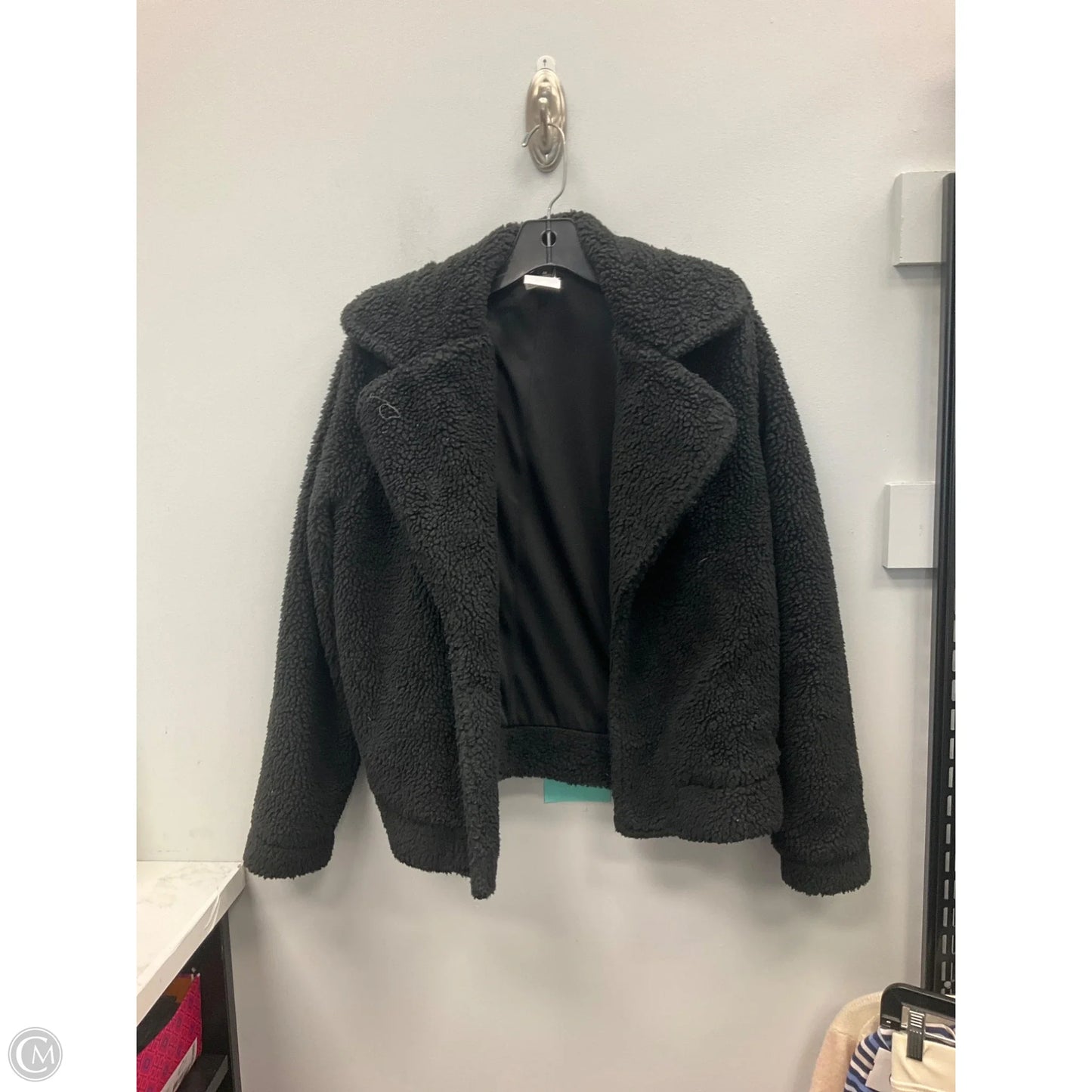 Jacket Faux Fur & Sherpa By Banana Republic In Black, Size: M