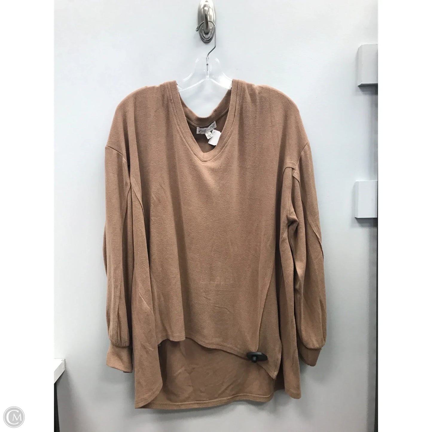 Top Long Sleeve By She + Sky In Tan, Size: L