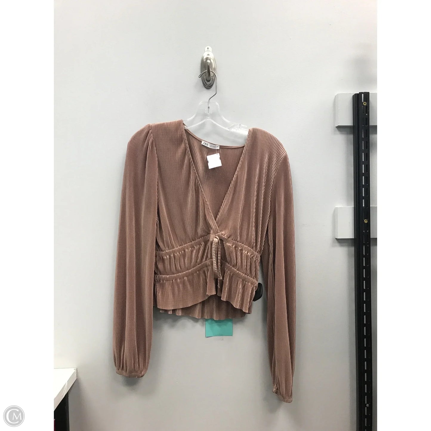 Top Long Sleeve By Zara In Tan, Size: L