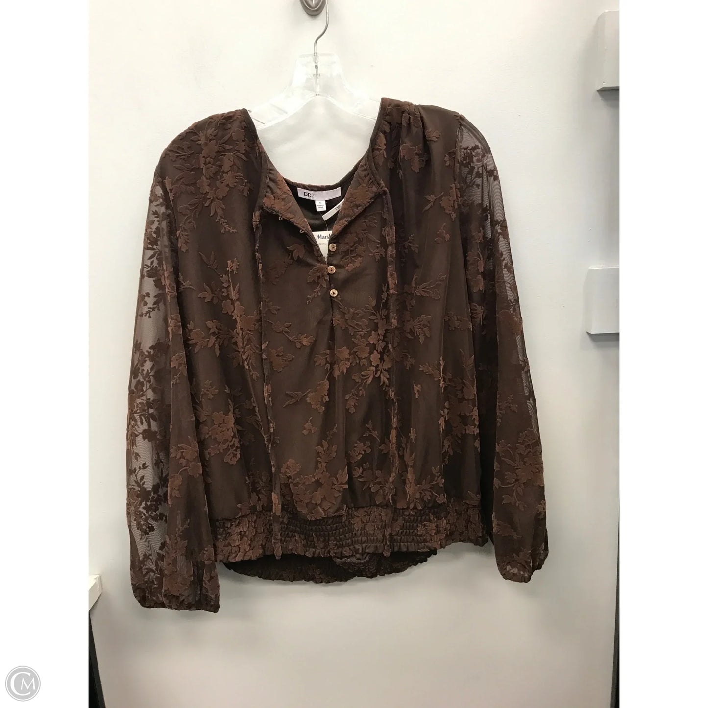 Top Long Sleeve By Dr2 In Brown, Size: Xl