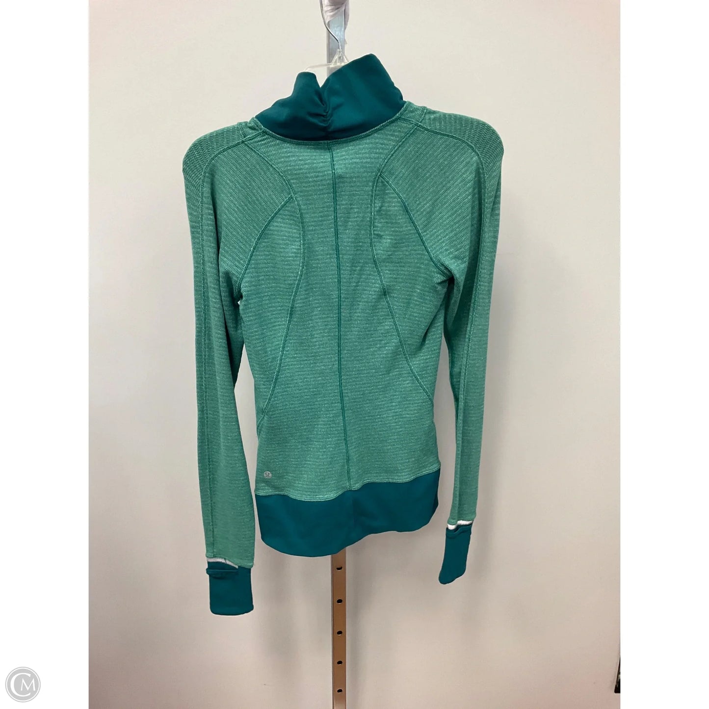 Athletic Top Long Sleeve Collar By Lululemon In Teal, Size: 4
