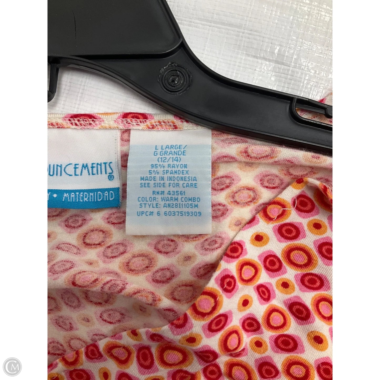 Maternity Top Short Sleeve By Announcements Maternity, Size: L