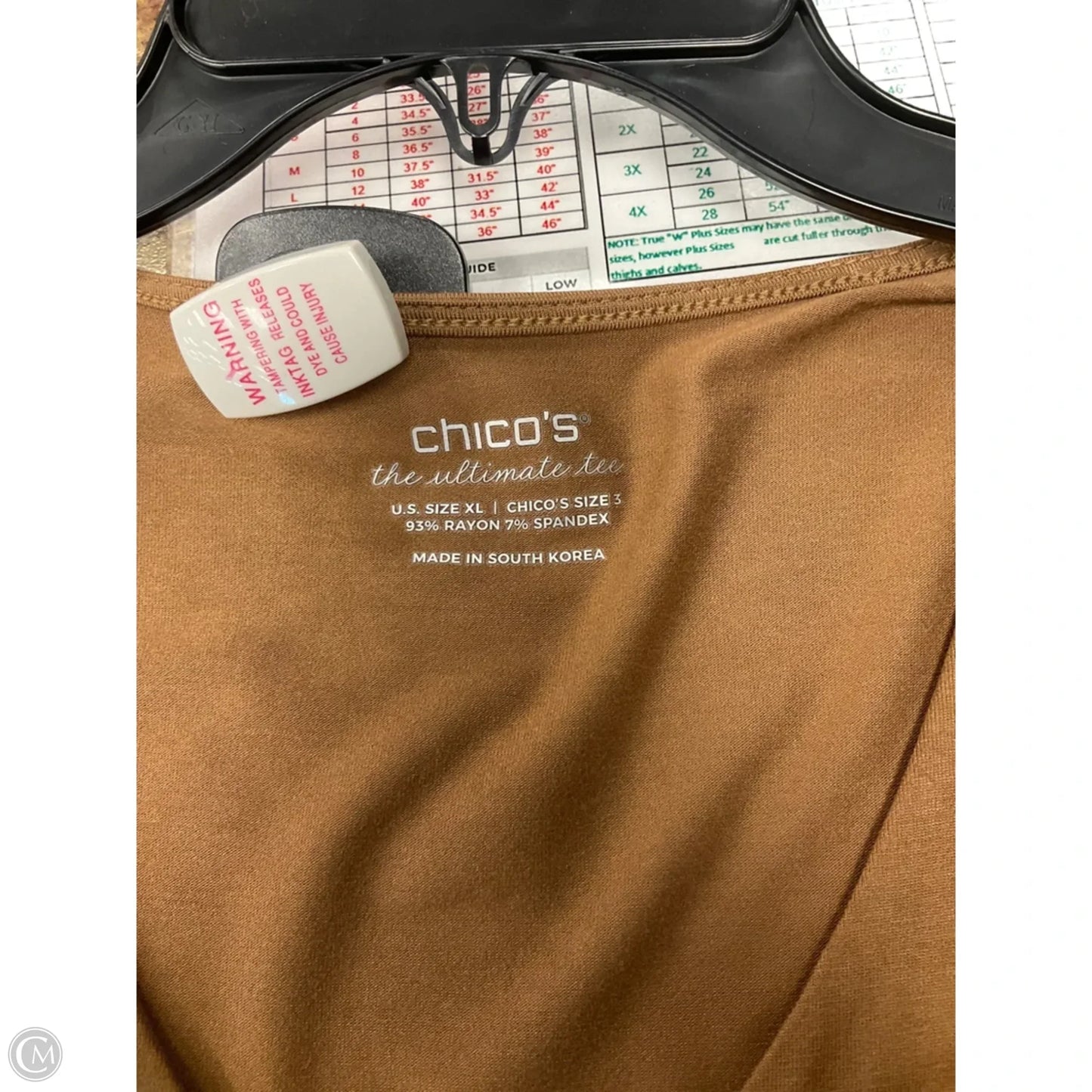 Top 3/4 Sleeve By Chicos In Brown, Size: Xl