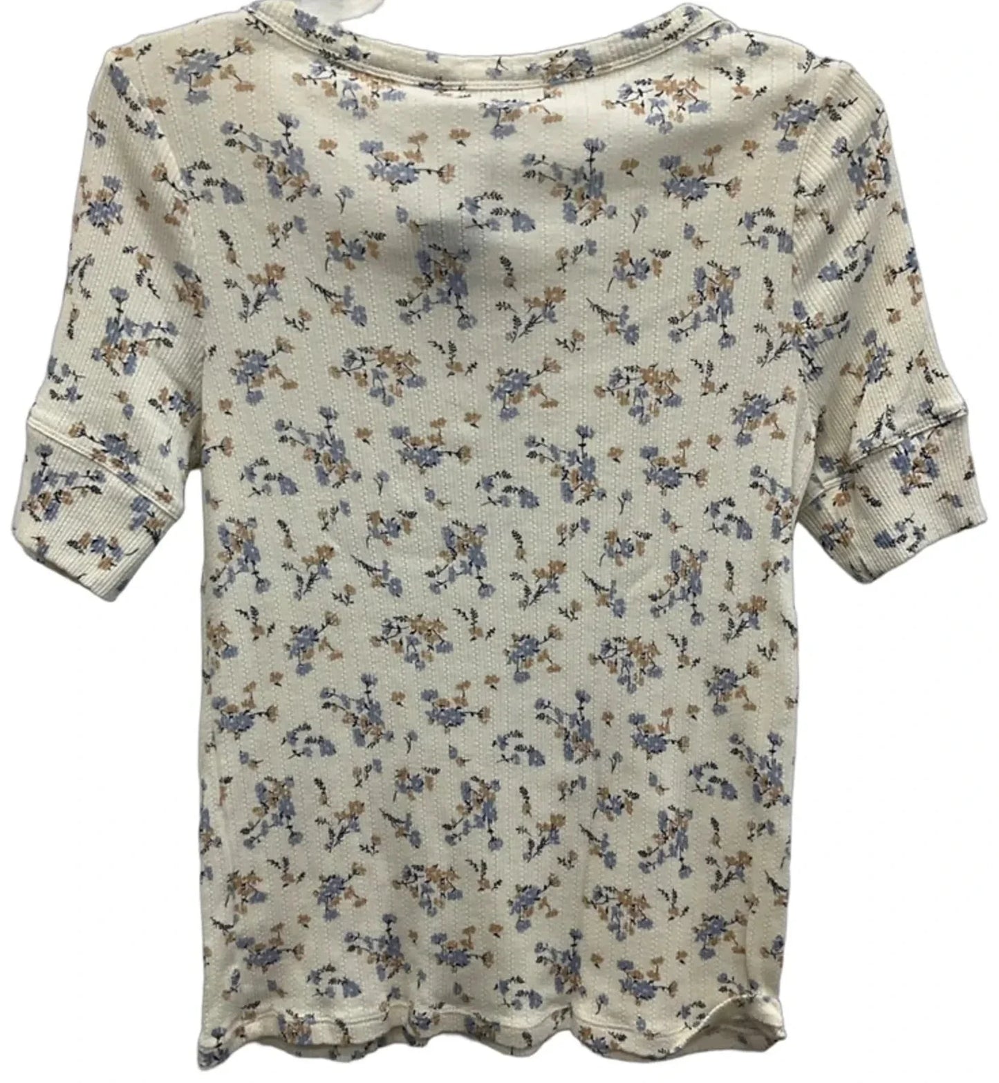 Top Short Sleeve By Lucky Brand In Blue & White, Size: M