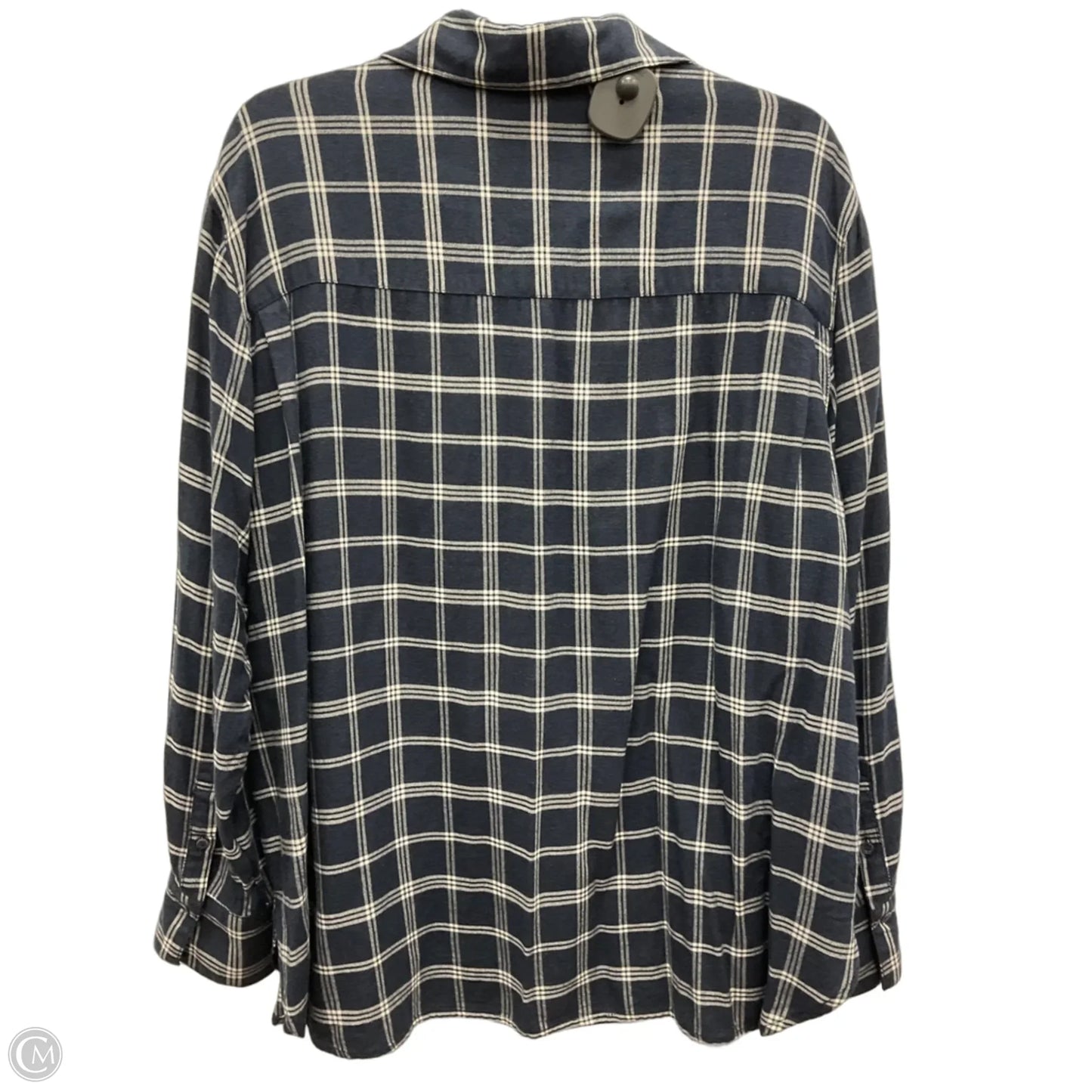 Blouse Long Sleeve By Treasure And Bond In Blue & White, Size: 1x