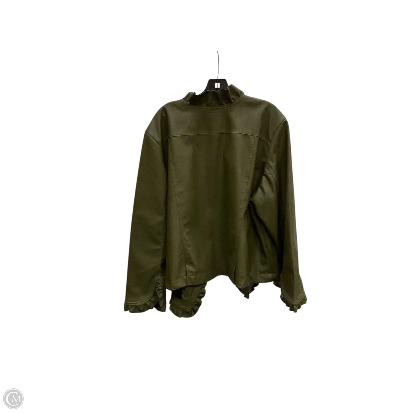Jacket Leather By Clothes Mentor In Green, Size: 3x