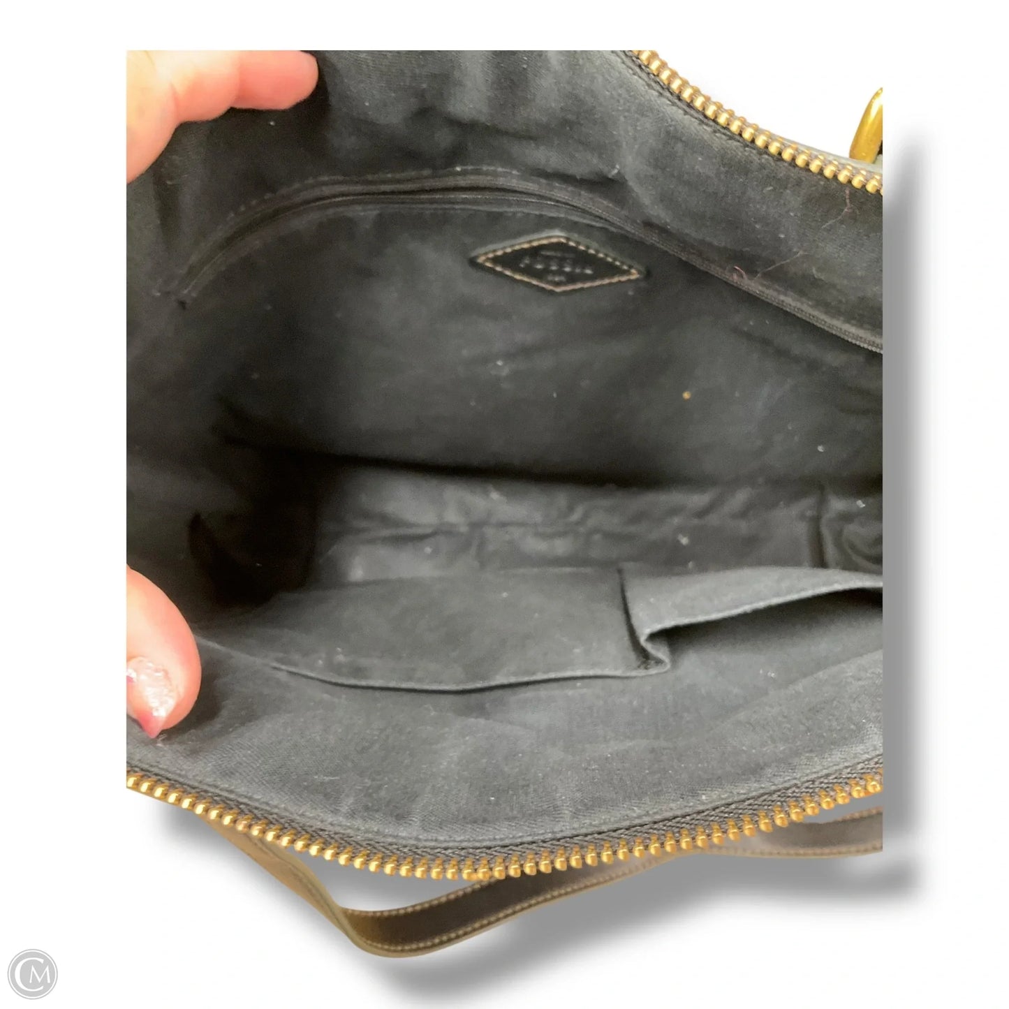 Handbag Leather By Fossil, Size: Medium