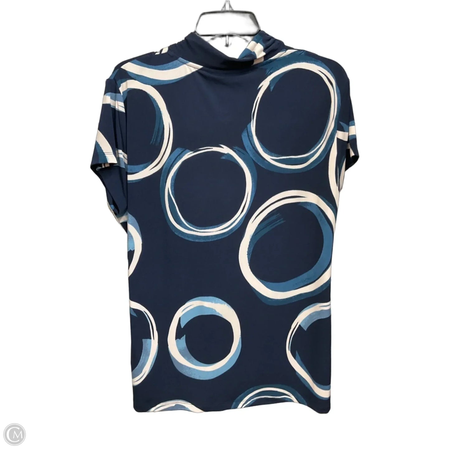 Top Short Sleeve By Dkny In Blue & White, Size: Xl