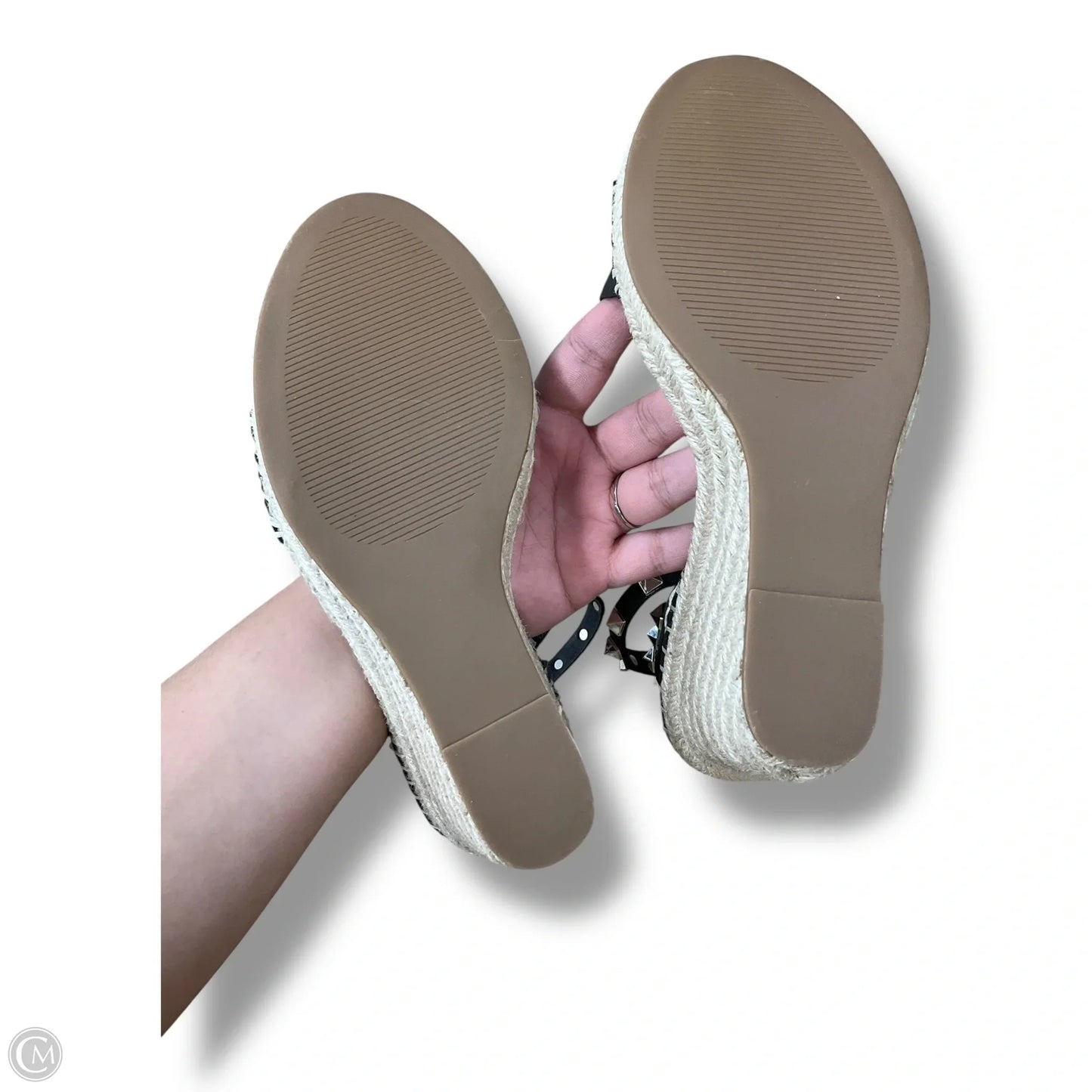 Sandals Heels Wedge By Steve Madden In Black, Size: 9