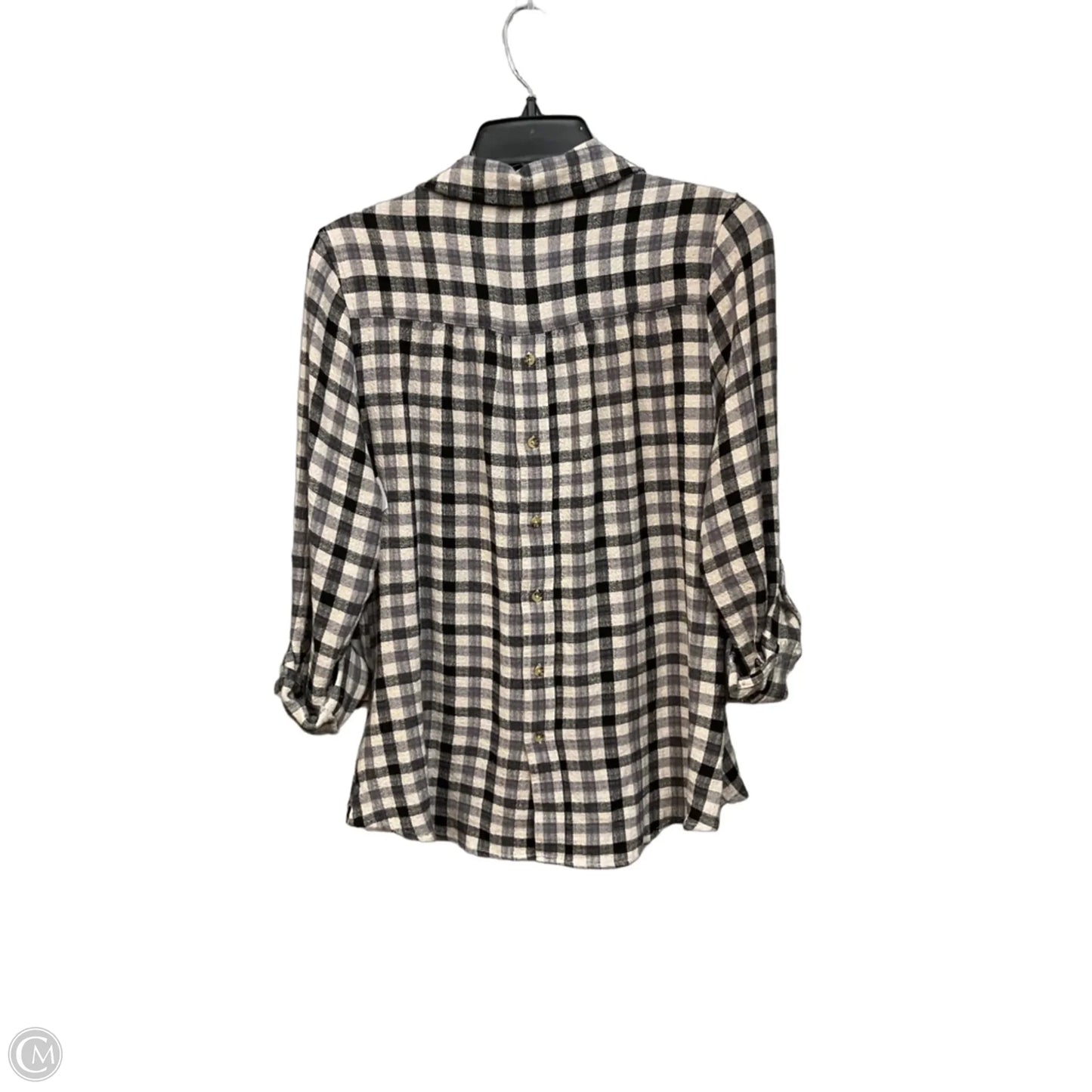 Top 3/4 Sleeve By Pistola In Plaid Pattern, Size: S