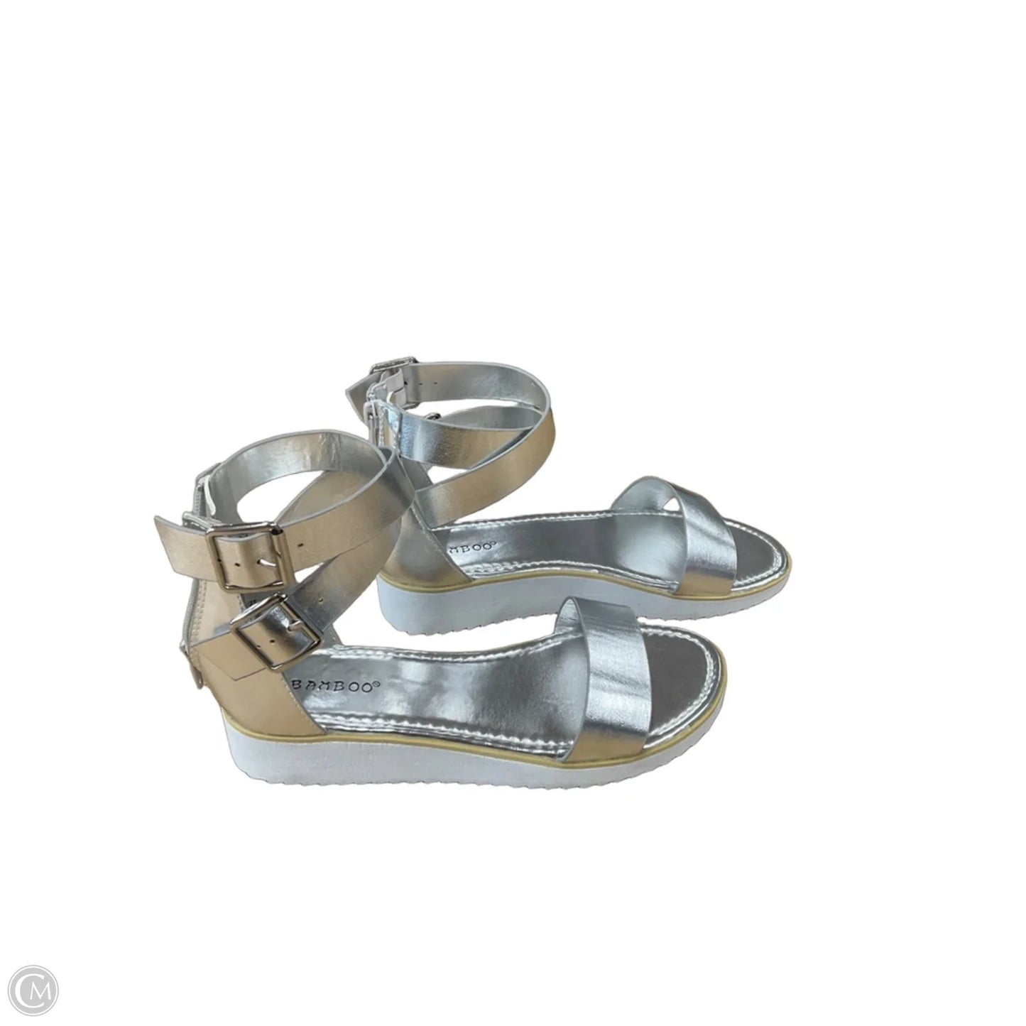 Sandals Flats By Bamboo In Silver, Size: 7
