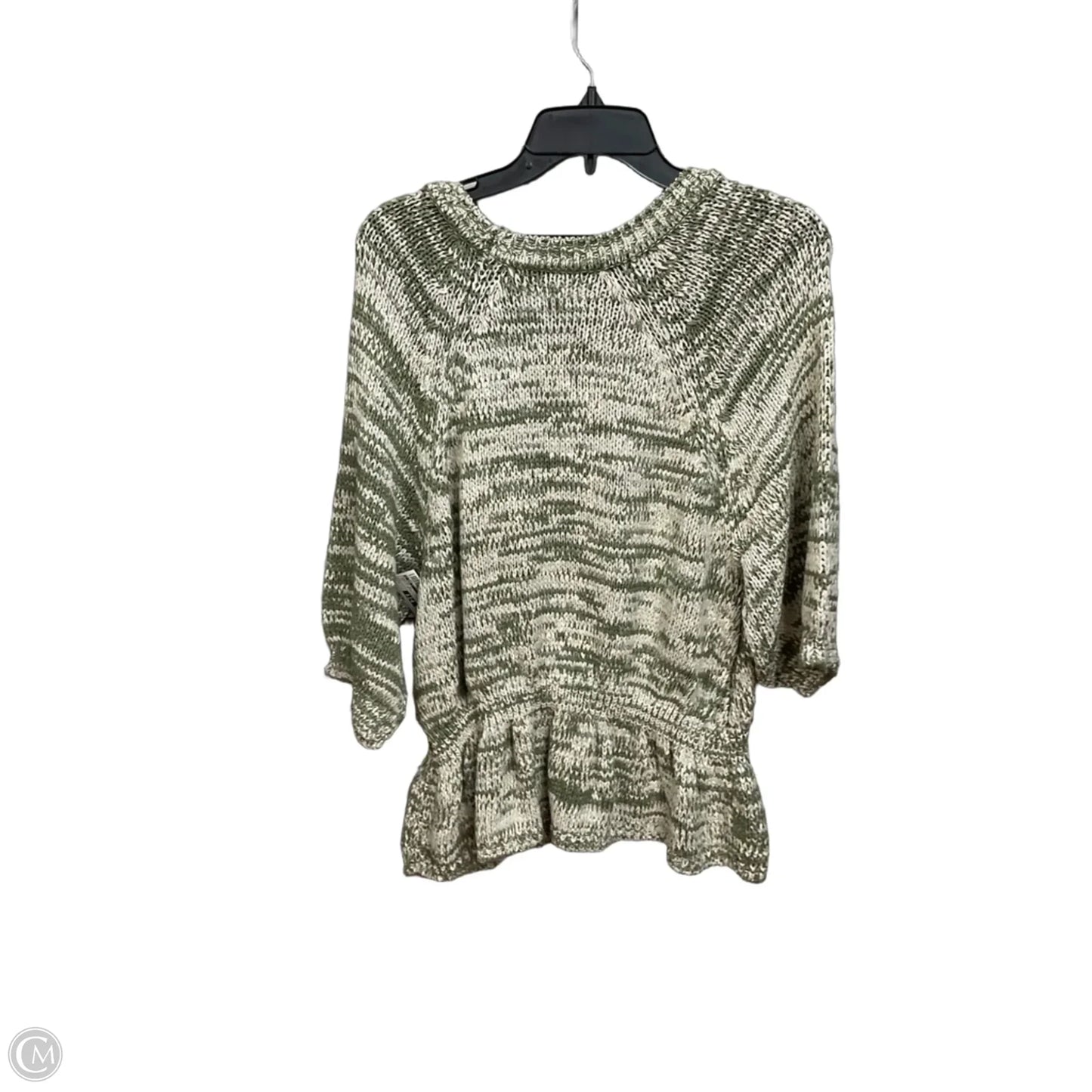 Sweater Short Sleeve By C And C In Green & White, Size: L