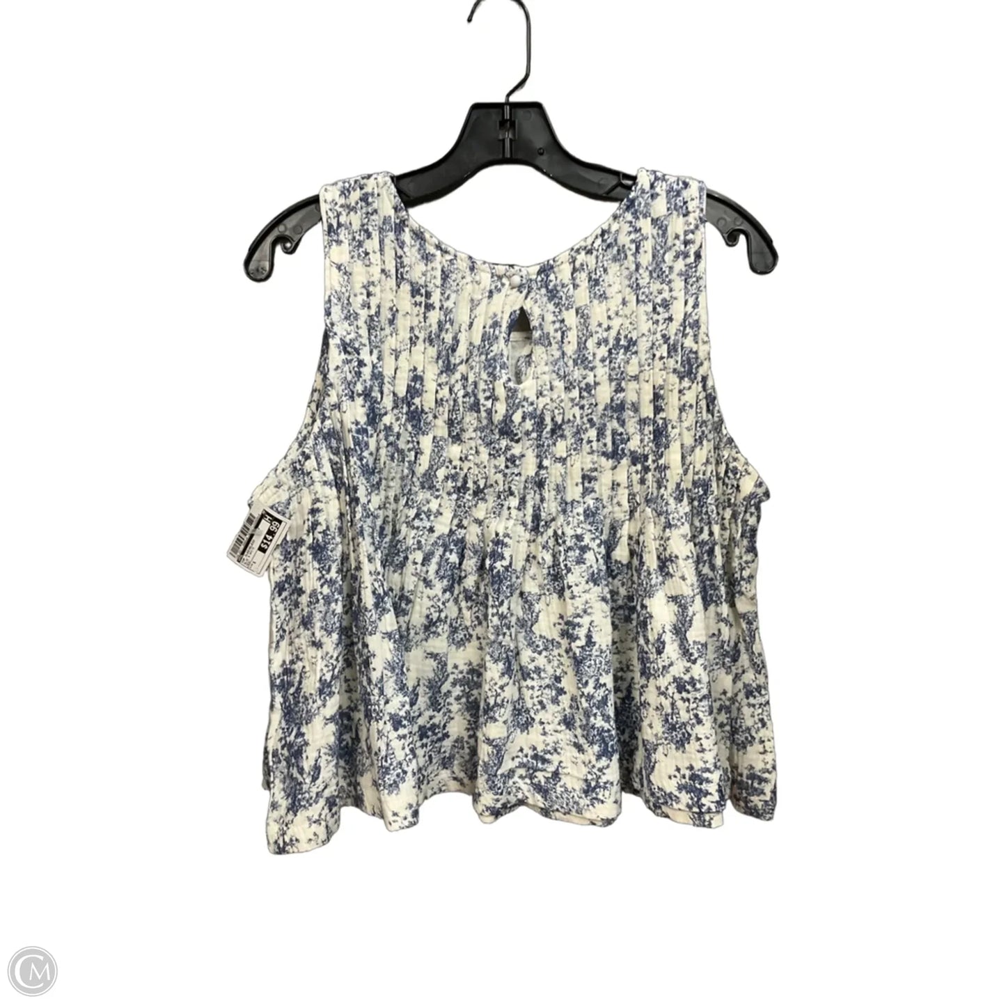 Top Sleeveless By Pol In Blue & White, Size: S